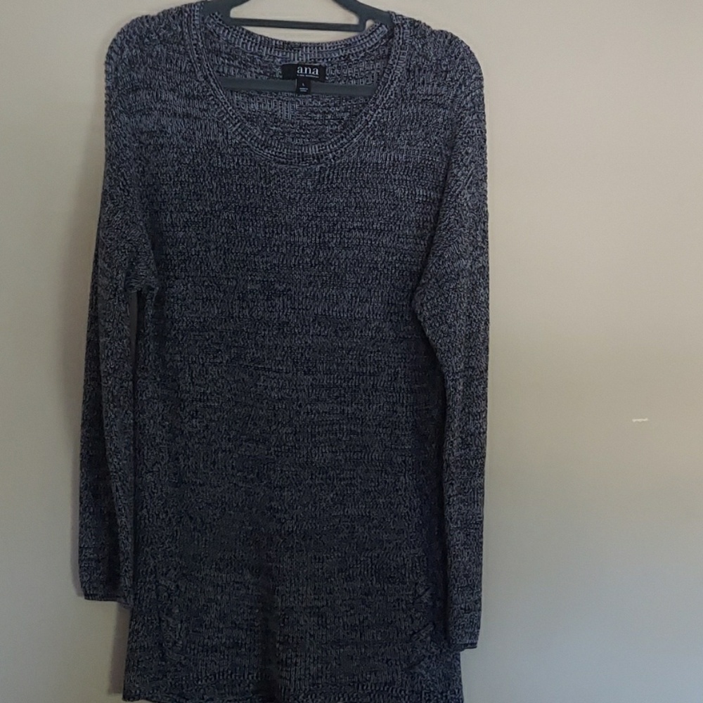 A.N.A crewneck dark grey knit tunic sweater sz L